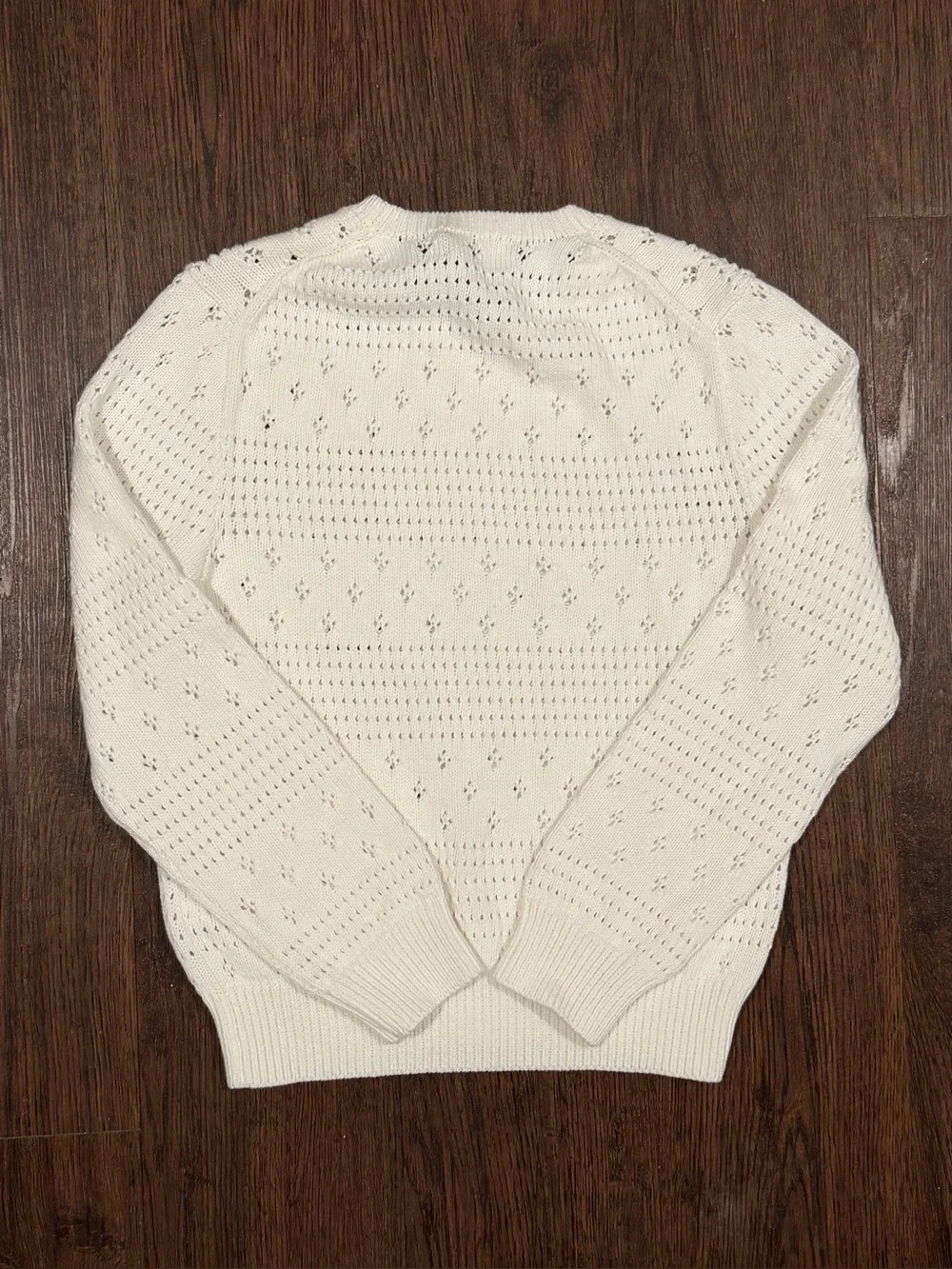 NWT Polo Ralph Lauren Womens Sweater White M Cotton with all over diamond Knit